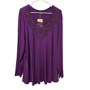 🛼Verabendi Elegant Purple loose fit tunic top size 4X NWT